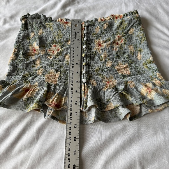 American Eagle Smocked Tube Top Ruffle Hem Blue Floral Medium Festival Y2K - Picture 8 of 14